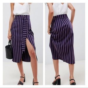 asos • tailored wrap midi skirt with pink stripe 4
